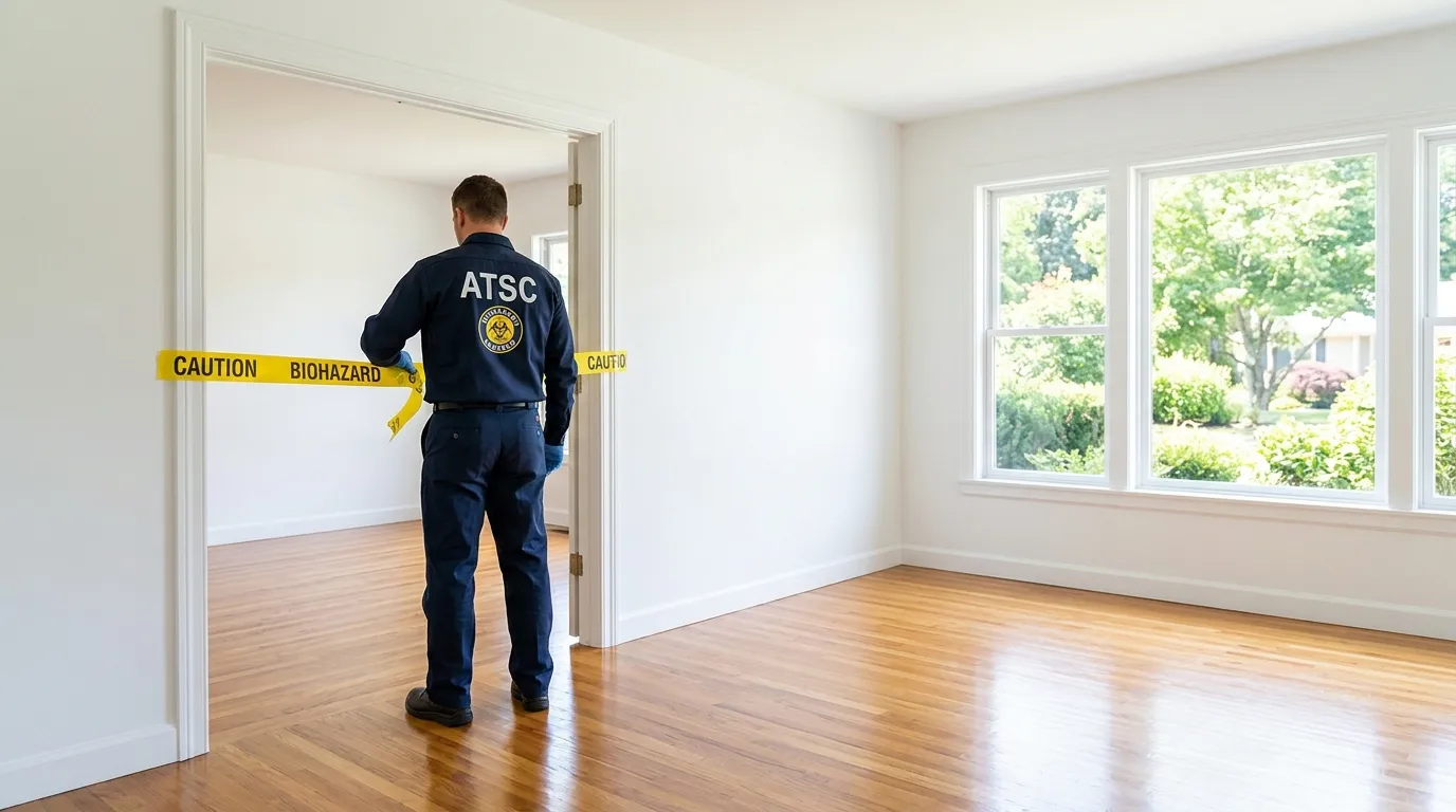 Certified biohazard cleanup crew performing Decomposition Cleanup in Chelmsford